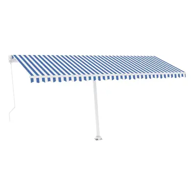 vidaXL Manual Retractable Awning with LED 500x350 cm Blue and White Outdoor