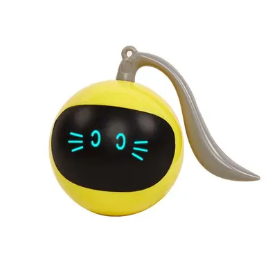 (Yellow) Cat Toys USB Charging Pet Balls Minutes Standby Intelligent Escape Route Design for Cat