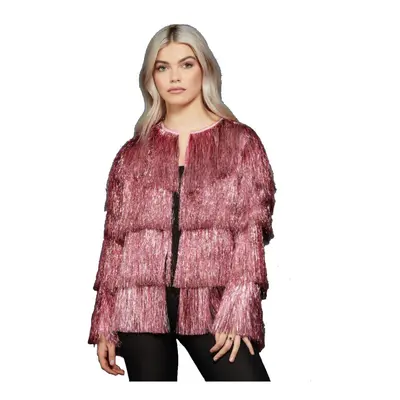 (L/XL) Fever Pink Tinsel Festival Jacket - S/M & L/XL