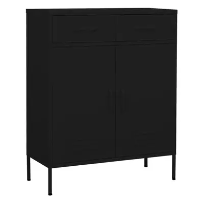 vidaXL Storage Cabinet Black Steel Living Room Sideboard Cupboard Bookcase