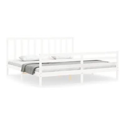 (white, x cm) vidaXL Bed Frame Bed Base Platform Bed with Headboard Small Double Solid Wood