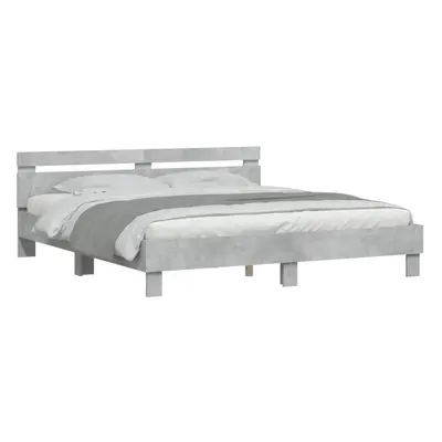 (concrete grey, x cm) vidaXL Bed Frame with Headboard Bed Base Mattress Foundation Engineered Wo