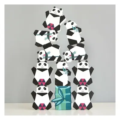 (Panda) 11/13 Pcs Creative Panda Dinosaur Wooden Stacking Game Building Blocks Early Educational