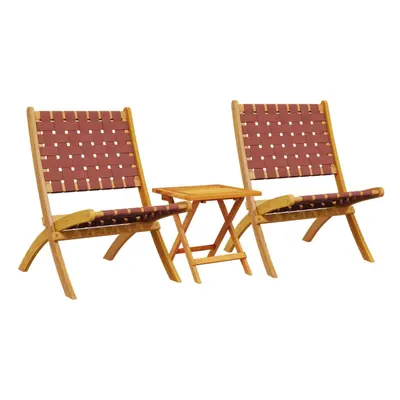 vidaXL Folding Garden Chairs pcs with Table Dining Chair Red Solid Wood