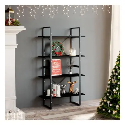 vidaXL Solid Pine Wood 4-Tier Book Cabinet Black Home Bookcase Storage Rack