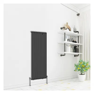 (Vertical 1600x590mm - Single) NRG Premium Black Radiator Oval Column Designer Central Heating U