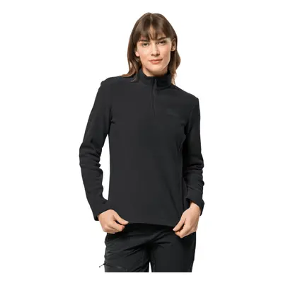 (L, Black) Jack Wolfskin Womens Taunus Half Zip Lightweight Fleece Pullover Sweater