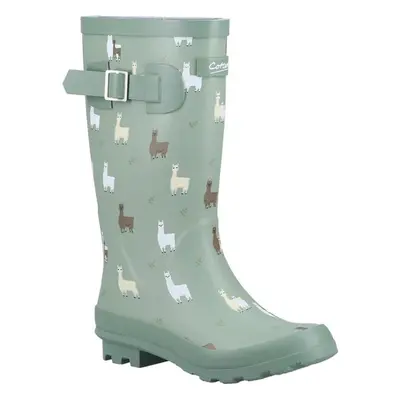 (1 UK, Green) Cotswold Childrens/Kids Farmyard Alpaca Wellington Boots