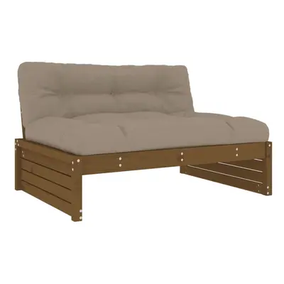 (honey brown pine, middle sofa) vidaXL Middle Sofa Patio Footrest Sectional Sofa with Cushions S