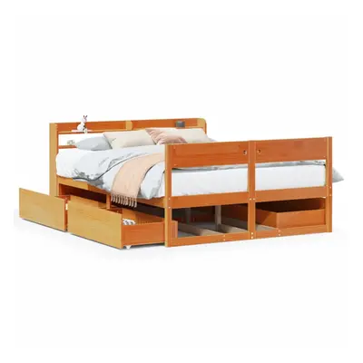 vidaXL Bed Frame without Mattress Bed Wax Brown Small Double Solid Wood Pine