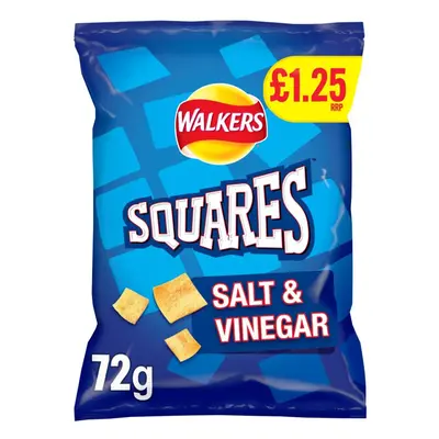 Walkers Squares Salt & Vinegar Snacks Crisps 72g (Pack of 15)