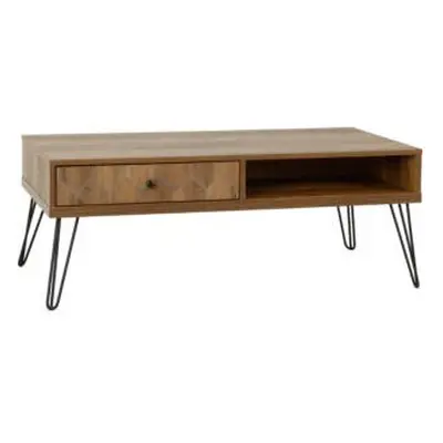 Ottawa 3Drawer Console Table With Metal Handles Medium Oak Effect/Black