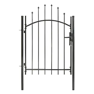 vidaXL Garden Gate with Arched Top Steel 1x1.5m Black Outdoor Barrier Door