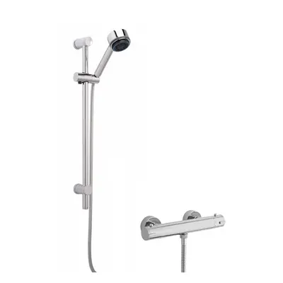 Round Thermostatic Minimalist Bar Valve and Brass Multi Function Handset Slider Rail Kit Shower 