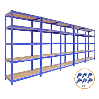 5 x 90cm Large Shelving Racking Units for Garage, Shed or Workshop Blue