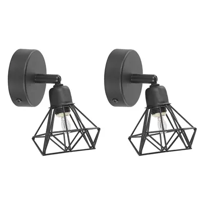 Set of Metal Spotlight Lamps Black ERMA