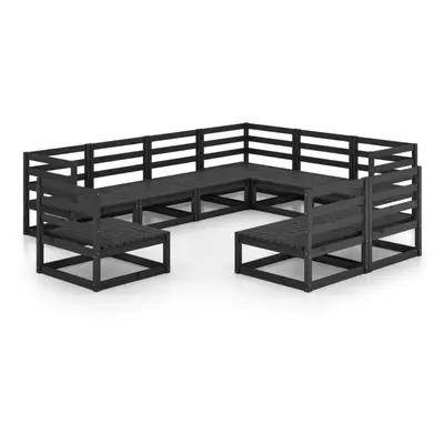 vidaXL Solid Pinewood Garden Lounge Set Piece Black Sofa Seating Outdoor