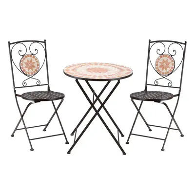 Outsunny 3-Piece Outdoor Bistro Set w/ Mosaic Round Table and Armless Chairs