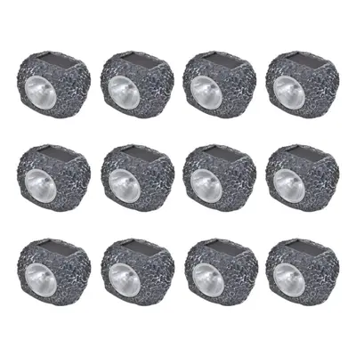 12pcs vidaXL Outdoor Stone-Shaped Solar Powered LED Spotlights