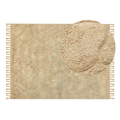 Cotton Area Rug x cm Beige SANLIURFA