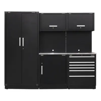 All-in-One 2.5m Garage Storage System - Modular Units - Stainless Steel Worktop