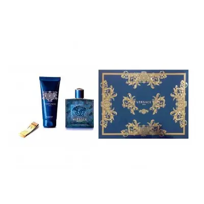 Versace Eros Pcs Set For Men: 3.4 Edt Sp + 3.4 Shower Gel + Versace Money Clip