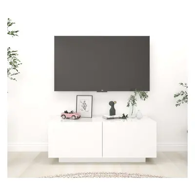 vidaXL TV Cabinet High Gloss White 100x35x40 cm Chipboard Stereo Cabinet Set