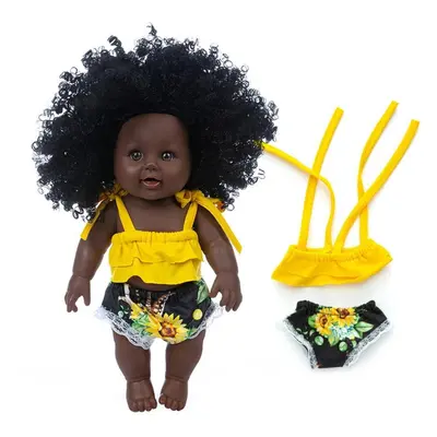 () 30CM Silicone Vinyl Dress Up Fashion African Curly Hair Realistic Rebirth Lifelikes Black Ski