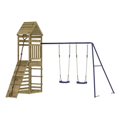 (solid impregnated pinewood) vidaXL Outdoor Playset Playhouse Play Tower Playground Set Solid Wo