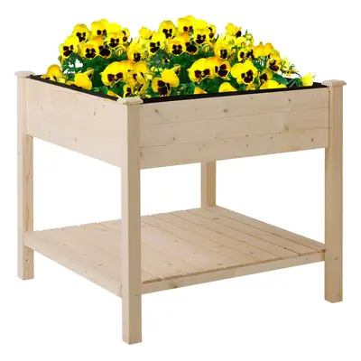 Outsunny Elevated Garden Planting Bed Stand Outdoor Flower Box w/ Storage Shelf