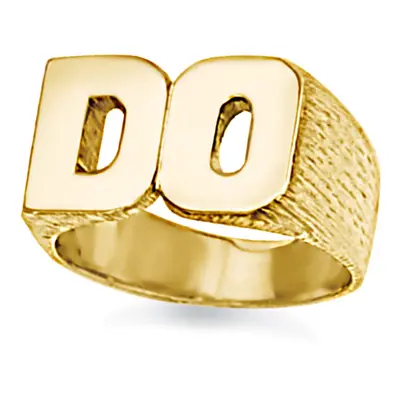 (Z) Jewelco London Unisex Solid 9ct Yellow Gold Personalised Identity Barked Initial Ring