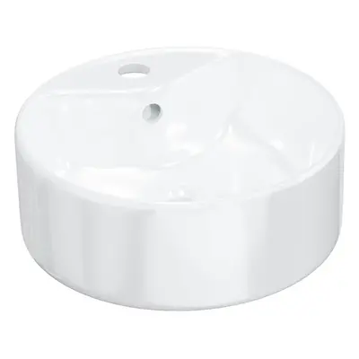 vidaXL Wash Basin Countertop Wash Sink Cloakroom Basin White Ceramic Round