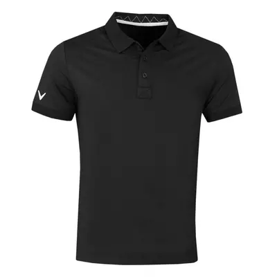 (3XL, Caviar) Callaway Golf Mens Solid Ribbed Wicking Stretch Polo Shirt