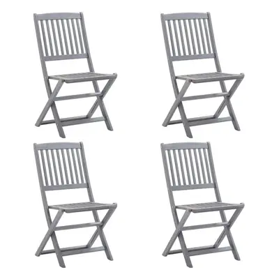 vidaXL 4x Solid Acacia Wood Folding Outdoor Chairs Garden Balcony Patio Seat