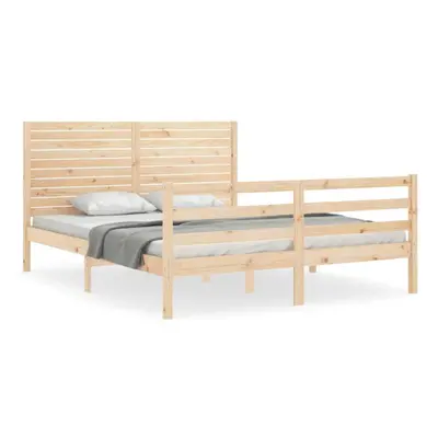 (natural, x cm) vidaXL Bed Frame Bed Base Platform Bed with Headboard Small Single Solid Wood