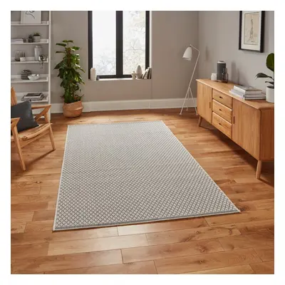 (120x170cm) Stitch Indoor Outdoor Rug in Beige Black Durable Weatherproof Mats