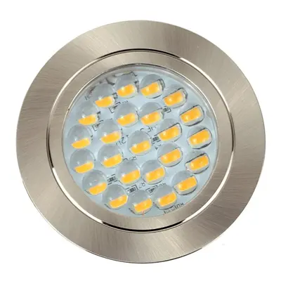 Pack of - Modern Brushed Chrome 12V LED Caravan/Boat/Cabin Downlights [6000K Cool White]