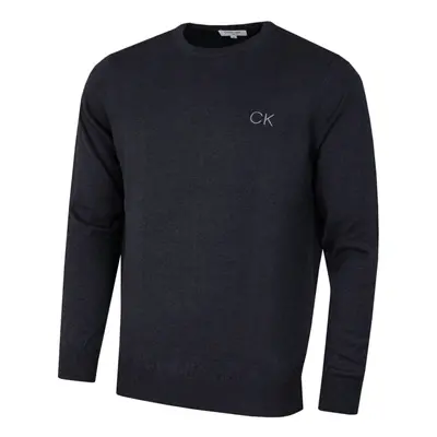 (3XL, Denim Marl) Calvin Klein Mens Round Neck Tour Durable Soft Golf Sweater