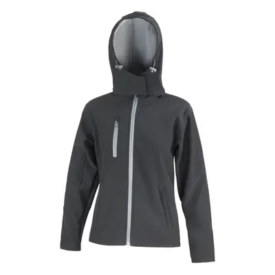 (16 UK, Black/Seal Grey) Result Core Womens/Ladies Hooded Soft Shell Jacket