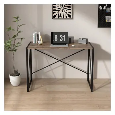 (80cm, Distressed grey) Foldable Computer Desk No Assembly Miami