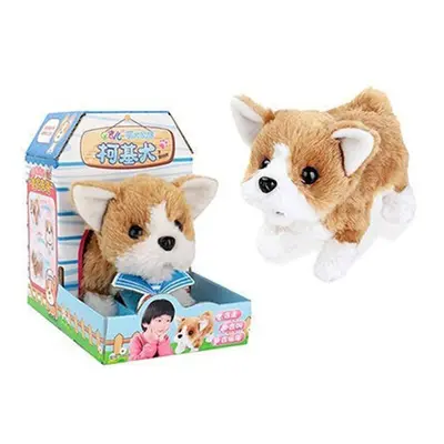 (Q007) Cute Electronic Plush Stuffed Walking Tail Shaking Barking Pet Dog Toy for Kids Developme