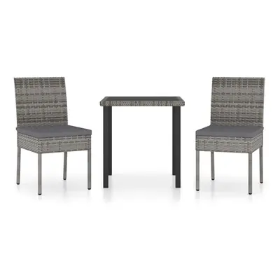 vidaXL Outdoor Dining Set Piece with Cushions Poly Rattan Grey Patio Seat