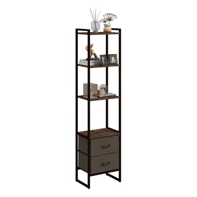 HOMCOM 4-Tier Bookshelf Bookcase with Fabric Drawers for Bedroom Study