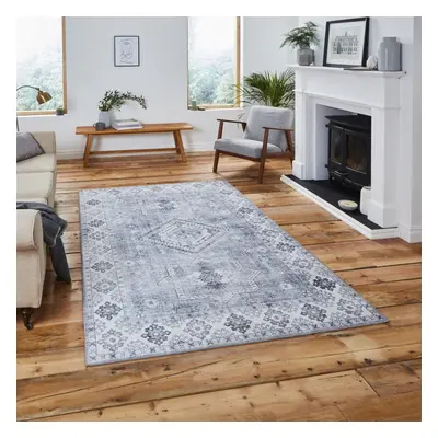 (120x170cm ) Topaz G4705 Rugs in Silver High Dense Soft Distressed Mats