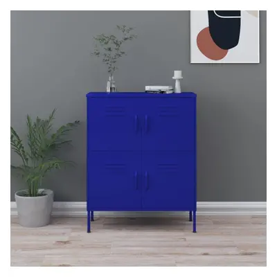 vidaXL Storage Cabinet Navy Blue Steel Living Room Sideboard Cupboard Bookcase