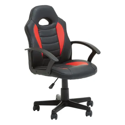 Premier Housewares Black and Red PU Home Office Chair With Flexible Armrest/ Wheel Rolling Base/