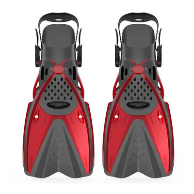 (Red, M) Pair Snorkel Fins Swimming Diving Flippers PP TPR Comfortable Water Socks for Adult