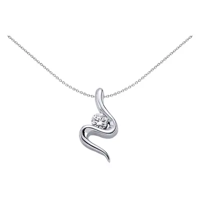 Jewelco London Ladies Sterling Silver Cubic Zirconia Snake Twirl Charm Necklace inch - GVP139