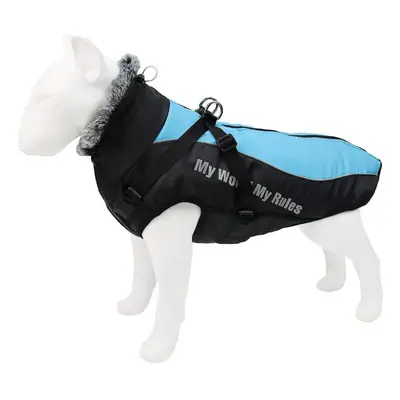 (blue, 2XL) Windproof Warm Dog Clothes Reflective Design Close-fitting Upgrade PVC Material Mult