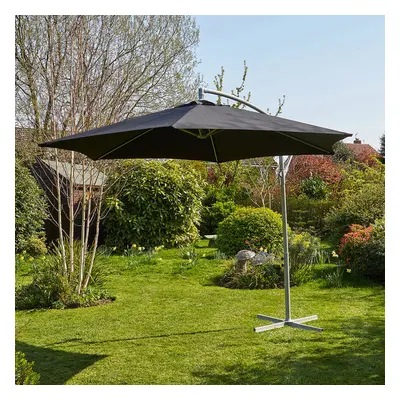 Home Source Gozo 3m Garden Outdoor Overhanging Cantilever Crank Parasol Black